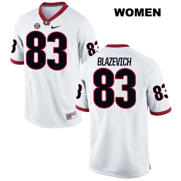 Georgia Bulldogs Women's Jeb Blazevich #83 NCAA Authentic White Nike Stitched College Football Jersey PJQ0356VS